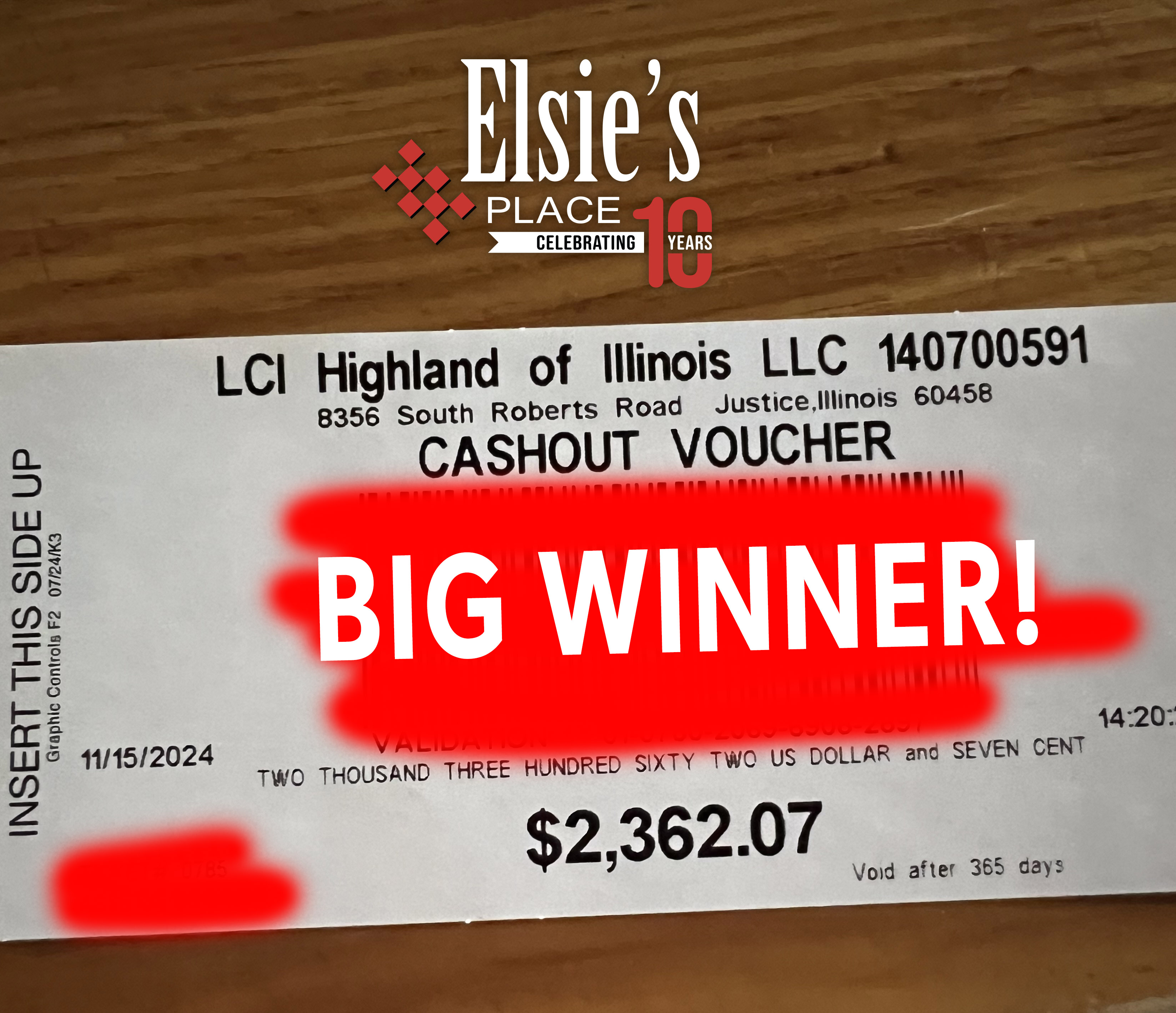 Big Winner at Elsie's Place!
