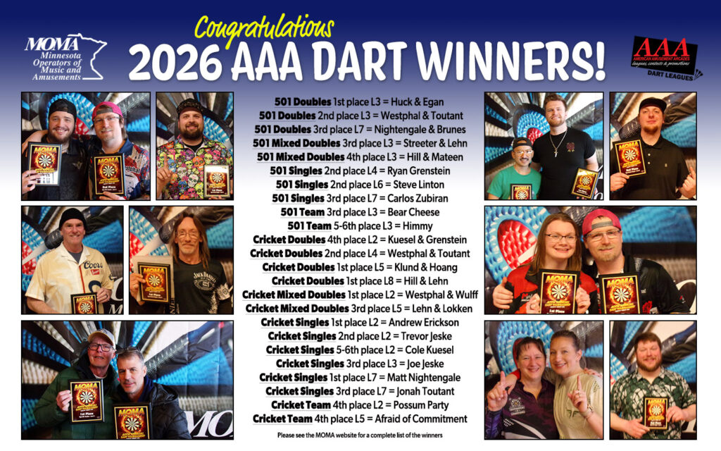 AAA Winners at the 2026 MOMA State Dart Tournament