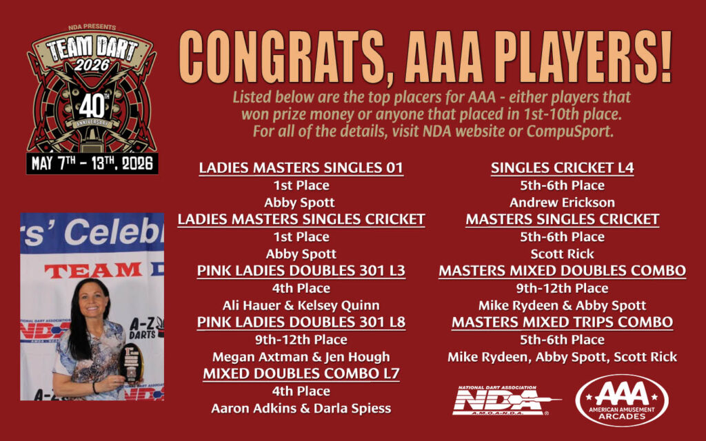 2026 NDA Team Dart Winners from AAA