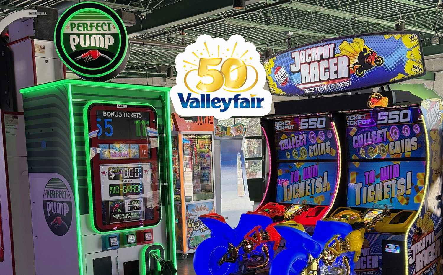 Perfect Pump & Jackpot Racer are two new games at Valleyfair for the 2026 season!